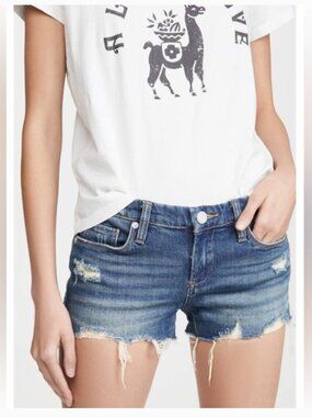 Joe's Jeans Ex-Lover Distressed Cutoff Frayed Hem Blue Denim Short Shorts Sz 27